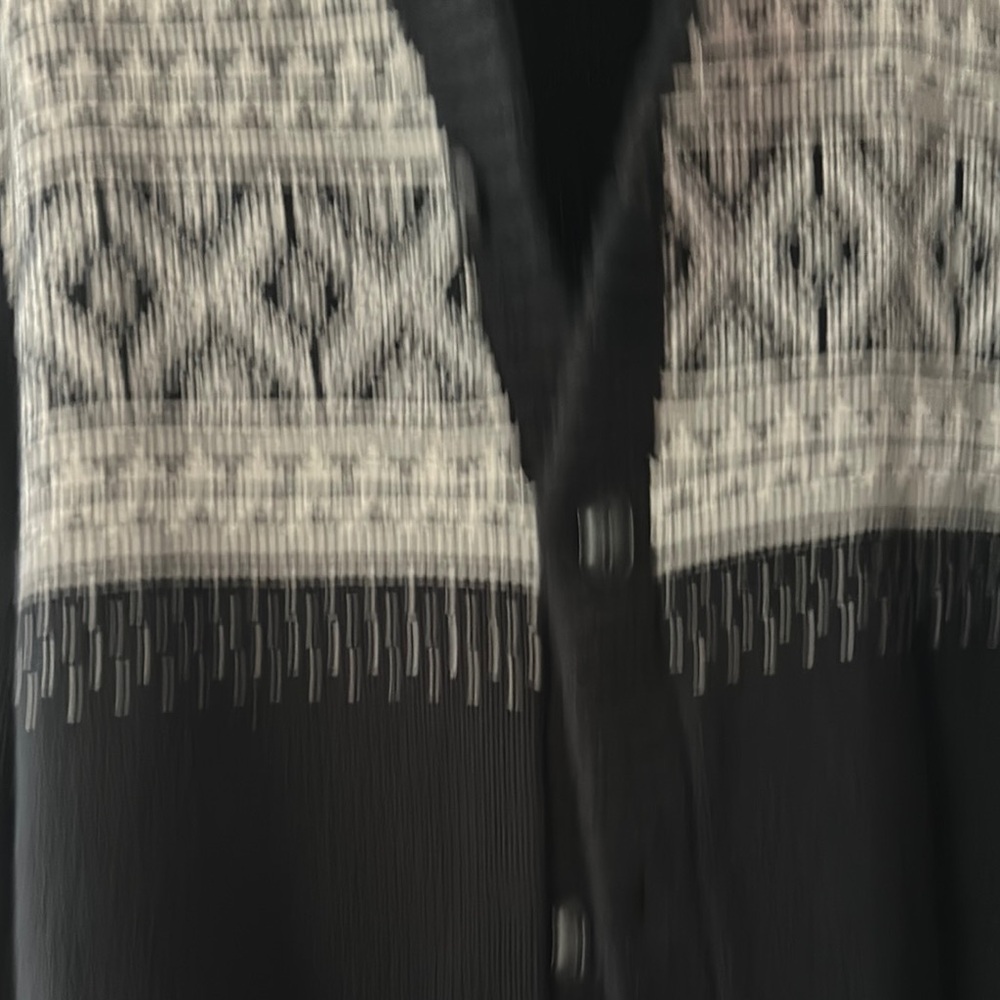 Chaps Black and White Cardigan with Nordic Patterns - Picture 3 of 5